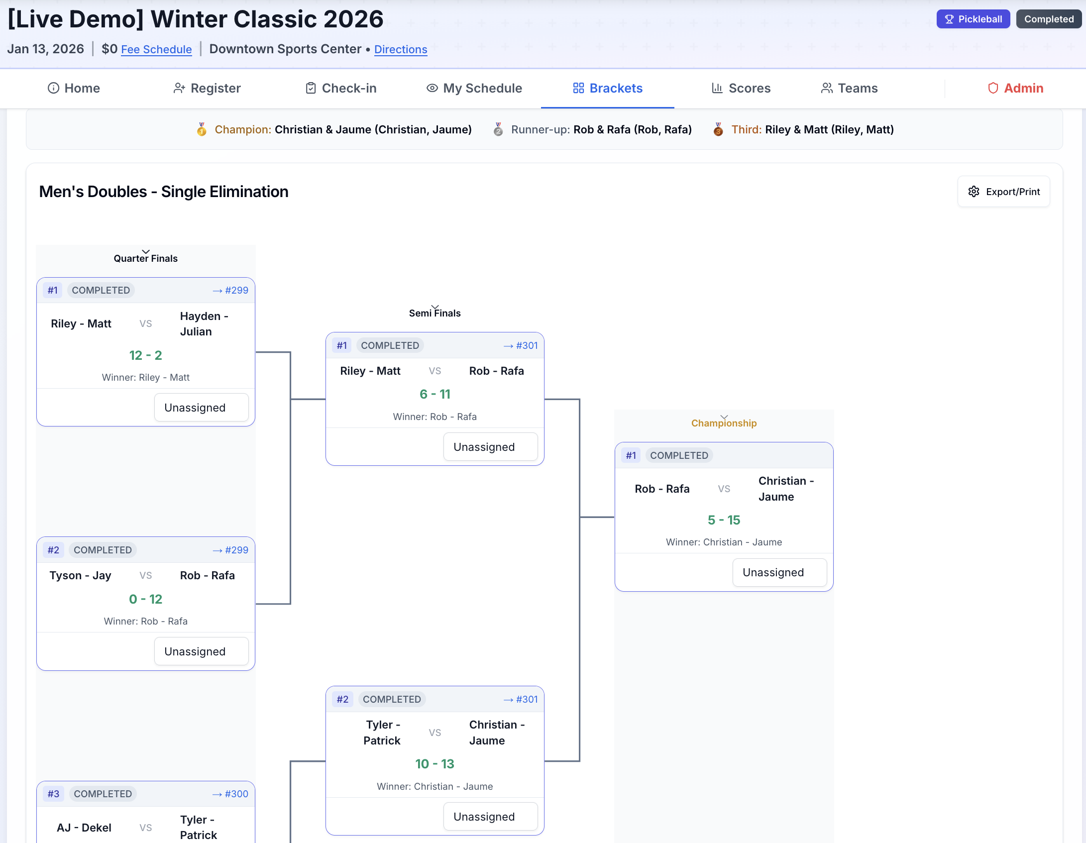 Tournament Brackets